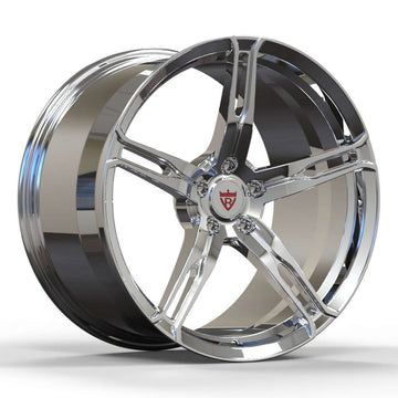 Custom forged 5-spoke wheel RV-MM01 for McLaren 650S, featuring a sleek chrome finish and precision engineering.